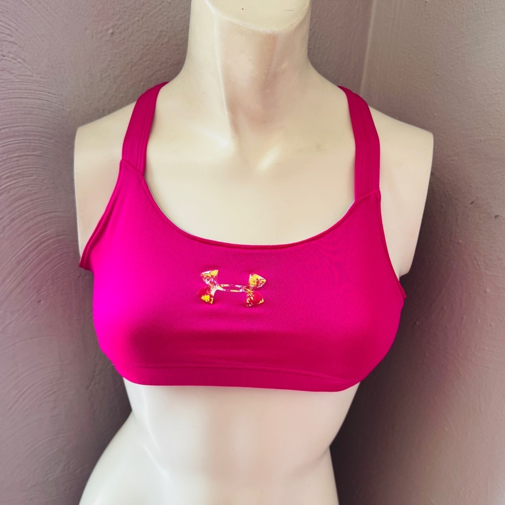 Under armour sports bra fitted youth XL hot pink heatgear